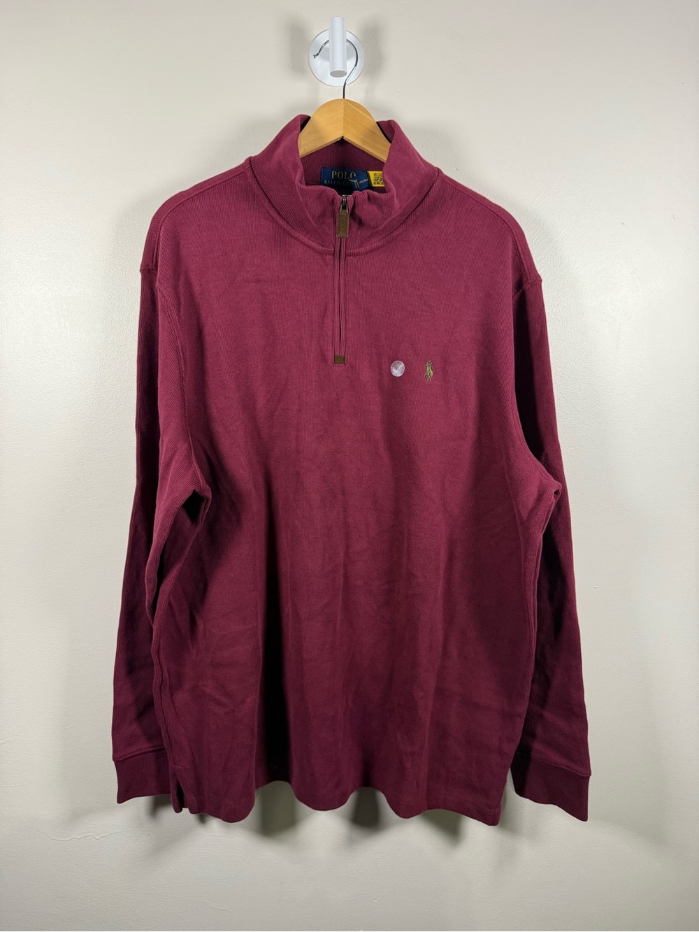 Polo by Ralph Lauren Men's Wine Quarter-Zip Sweater